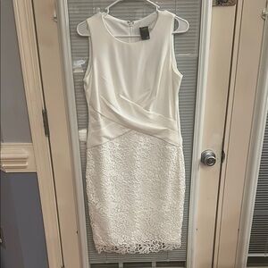 White House Black Market Cream Sheath Midi Dress